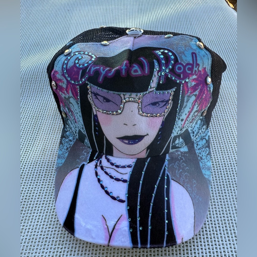 New Hat Crystal Rock Graphic baseball Cap womens  with Rhinestones